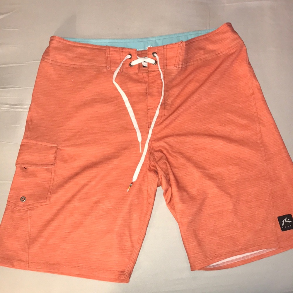 Rusty Board Shorts Swim Trunks Orange Red Mens